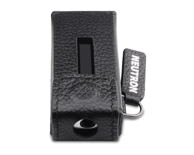 Neutron HiFi DAC leather case in black, offering protection and stylish design for audio devices