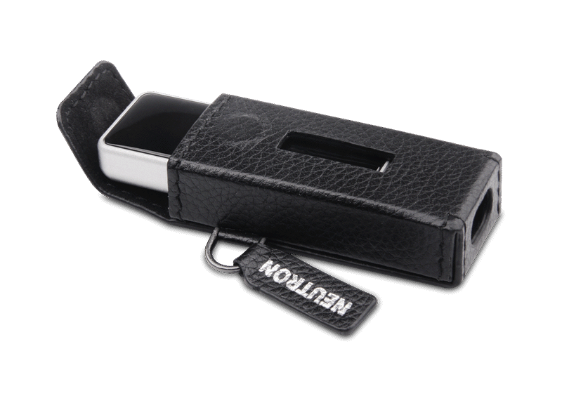Neutron HiFi DAC leather case in black for protective and stylish storage of audio equipment