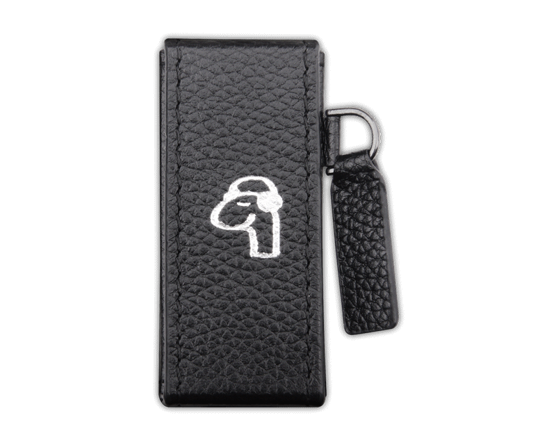 Neutron HiFi DAC leather case in black with textured finish and logo detail for protection and style