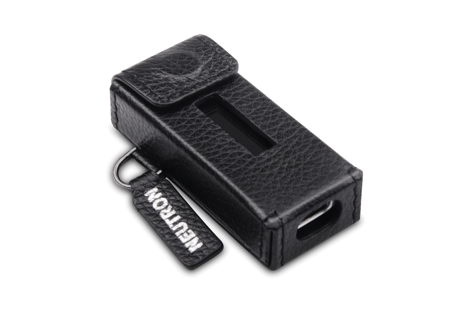 Neutron HiFi DAC leather case in black with a sleek design and functional cutouts