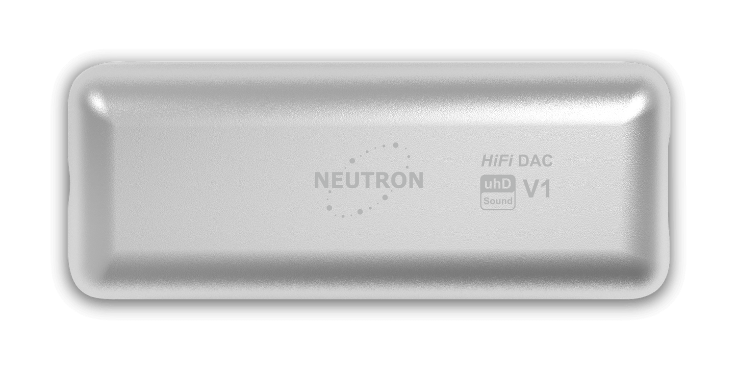 Neutron HiFi DAC V1 USB DAC preamp with DSP for audiophiles in sleek silver design