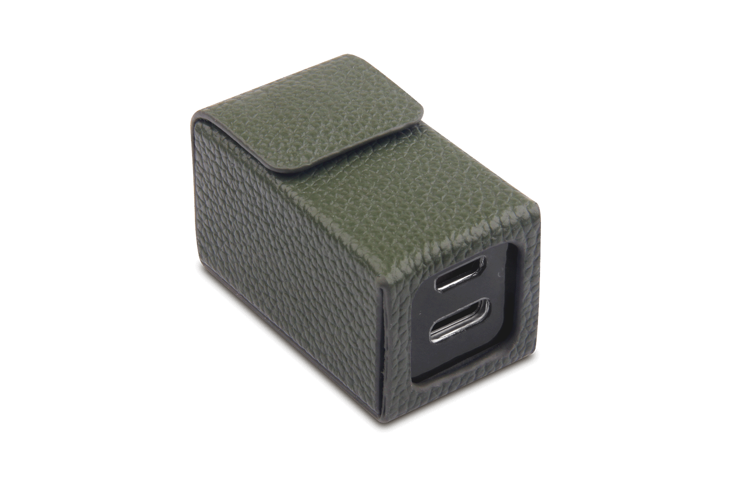 Neutron Code Store genuine leather HiFi isolator case in green with a secure flap closure